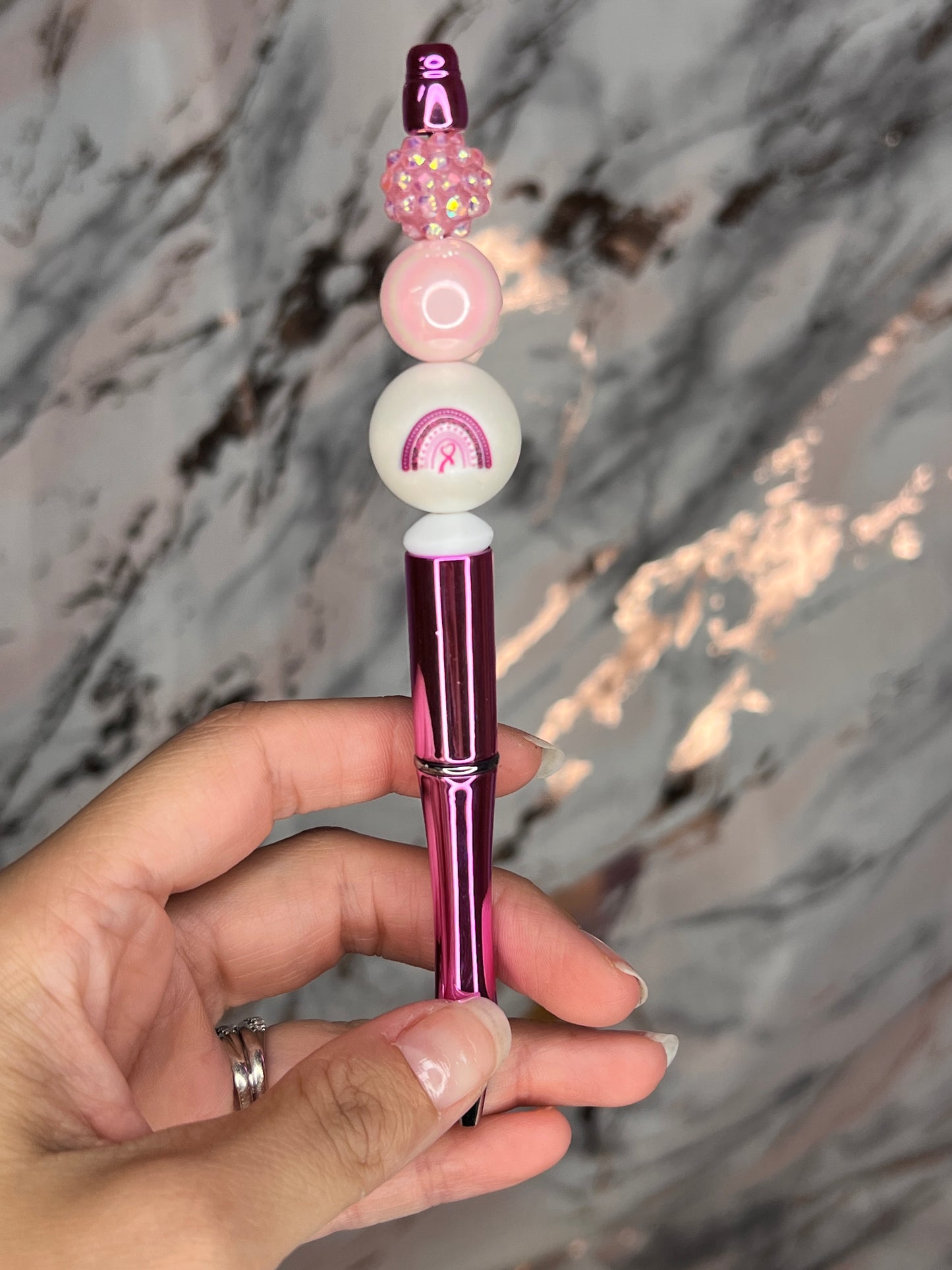 Breast cancer awareness beaded pen (plastic)