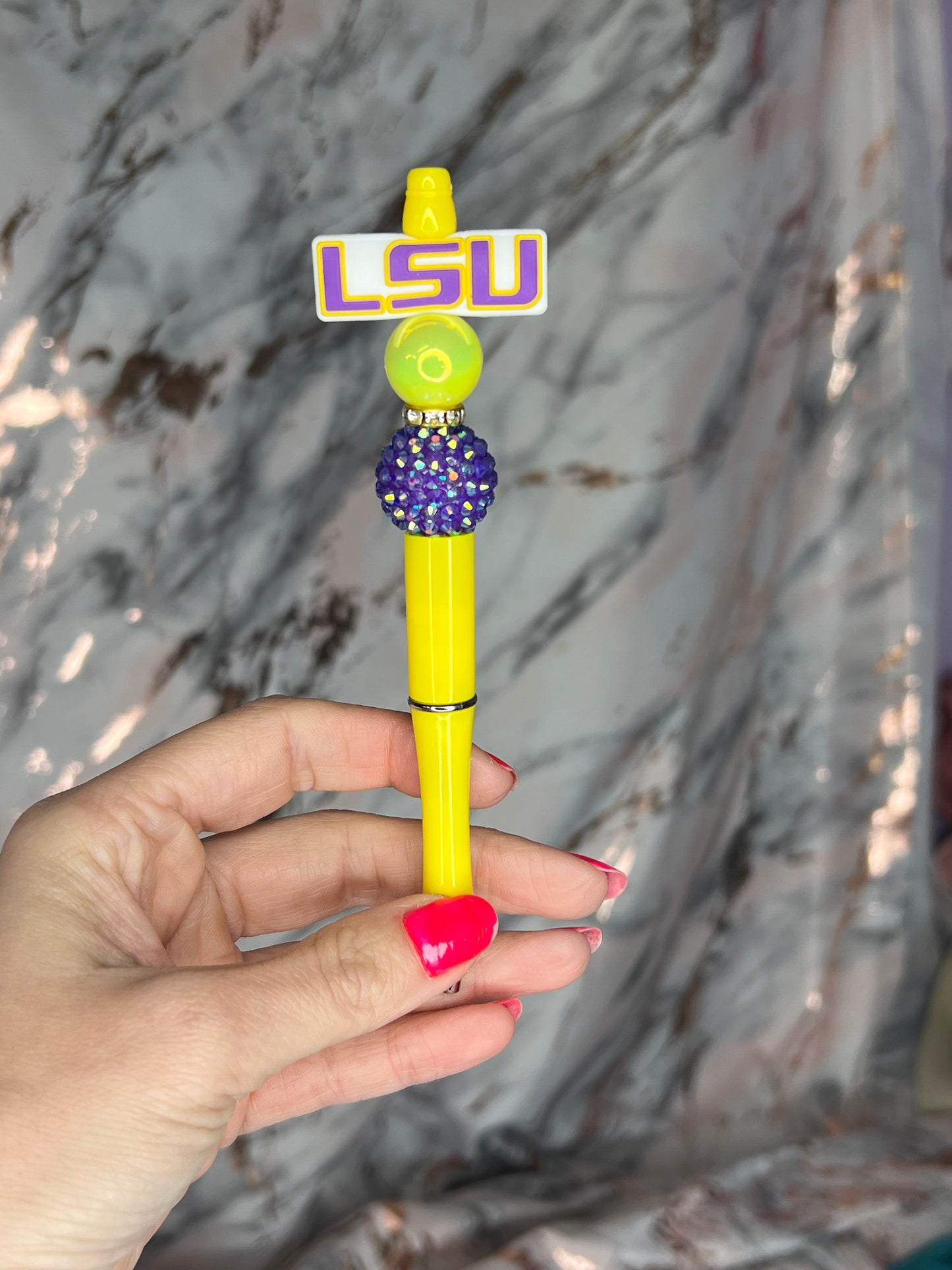 LSU Louisiana Beaded Pen (Plastic)