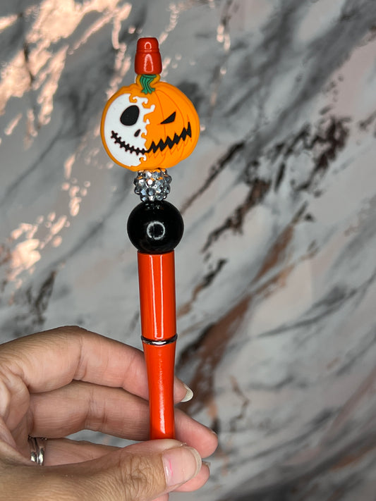 Pumpkin Skeleton Beaded Pen (plastic)
